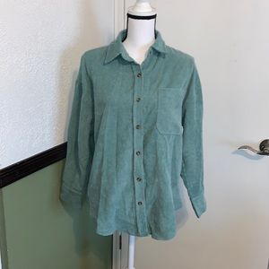 Women Corduroy Button Down Shacket Casual Shirt Jacket Long Sleeve Blouses Tops